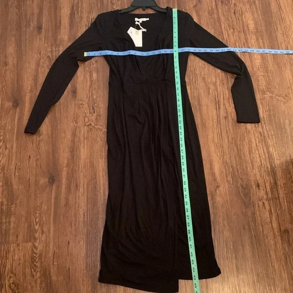 Good American Faux Wrap Dress Black Stretch NWT - Picture 13 of 13